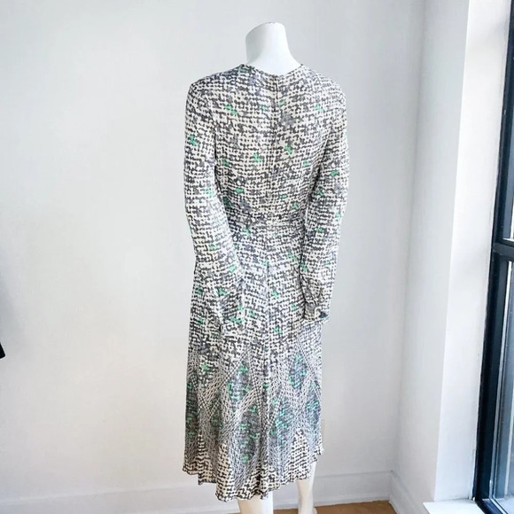 Vintage Slinky Lurex Geometric Print Midi Dress w Matching Belt S - Picture 9 of 9